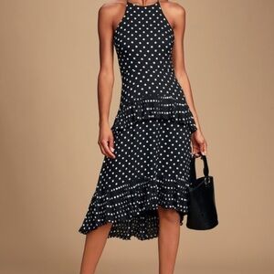 Lulu's Black and White Polka Dot Midi Dress